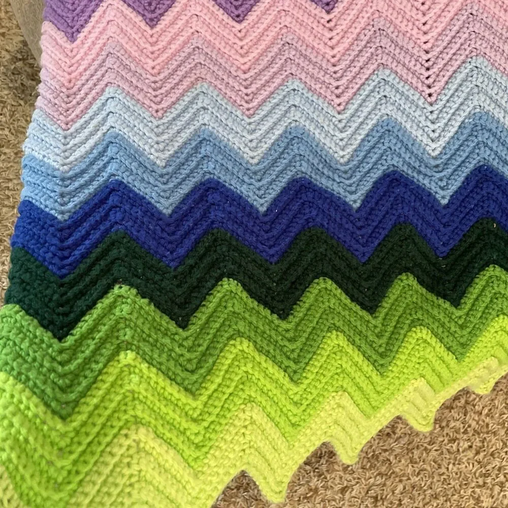 Crocheted Blanket Handmade Throw Blanket Multicolor Lap Blanket 56 x 38